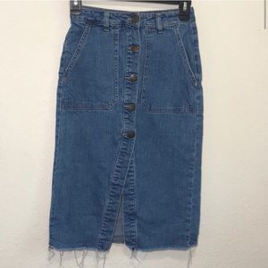 Almost Famous High Waist Knee Denim Jean Skirt 0